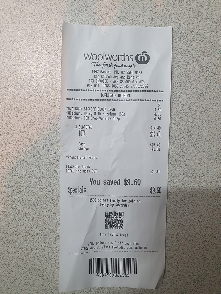 Receipt example